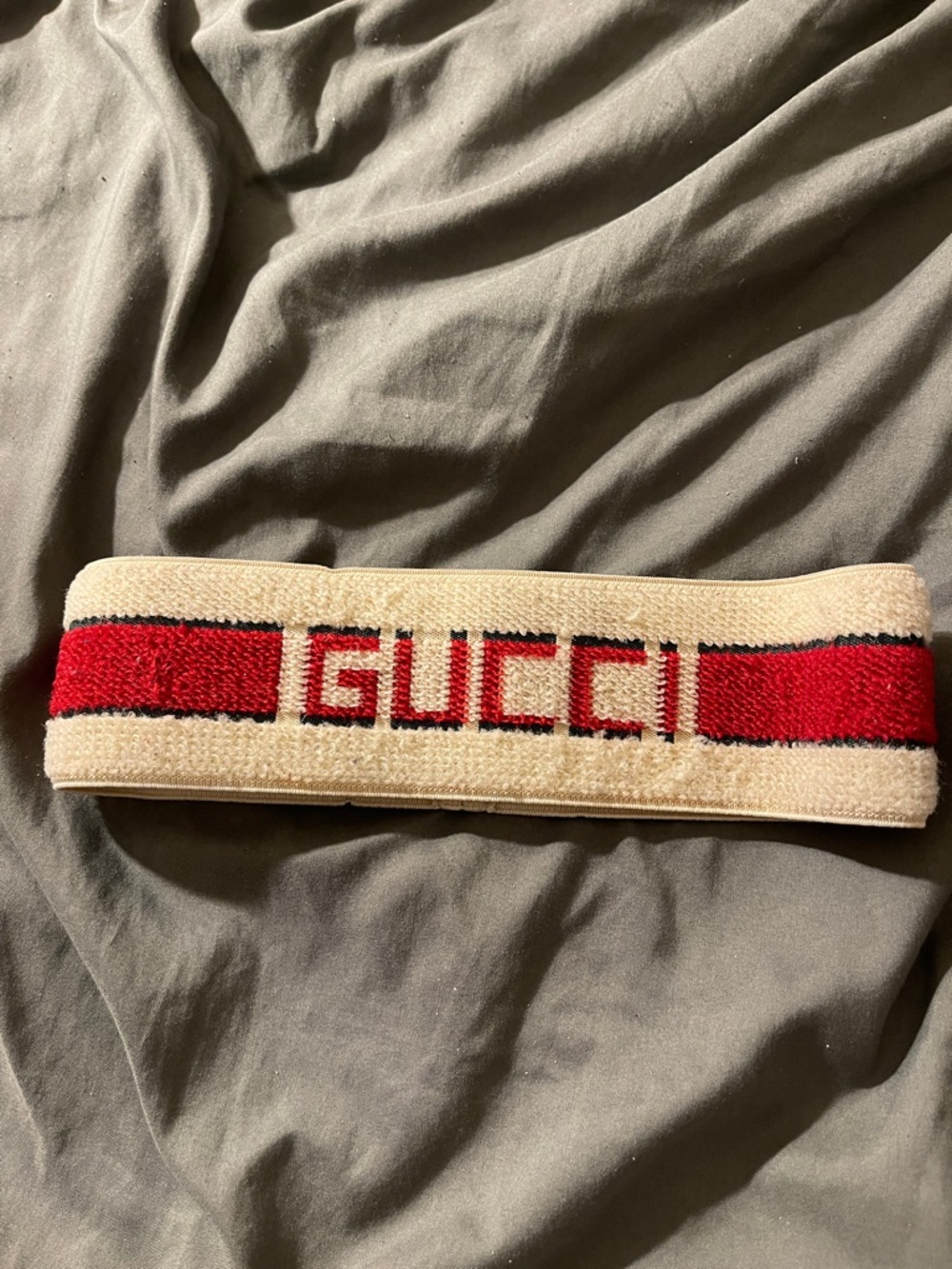 Gucci Cream and Red Logo Elastic Headband
